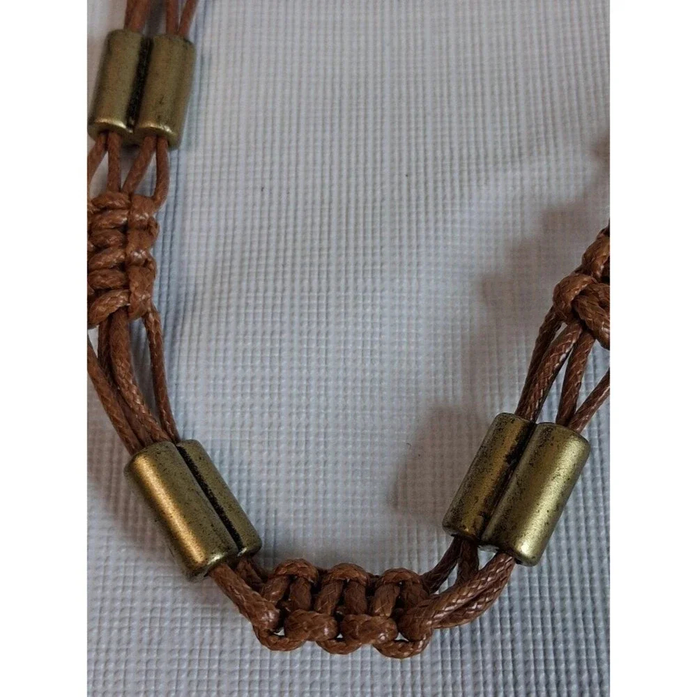 Paparazzi Brown Brass Tone Offshore Drifter Unisex Braided Cord Fashion Necklace